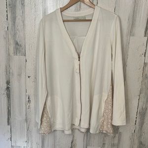 #A9- womens lace zip up size L large lg LOGO LOUNGE